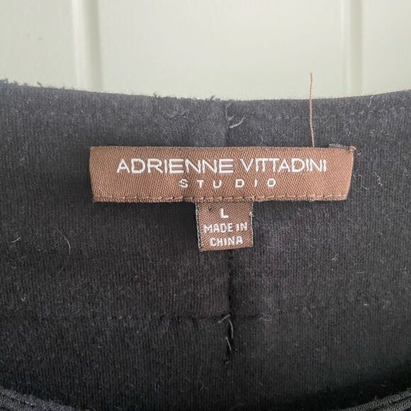 Adrienne Vittadini  BLACK embellished swoop KNIT neck top LARGE - Picture 7 of 8